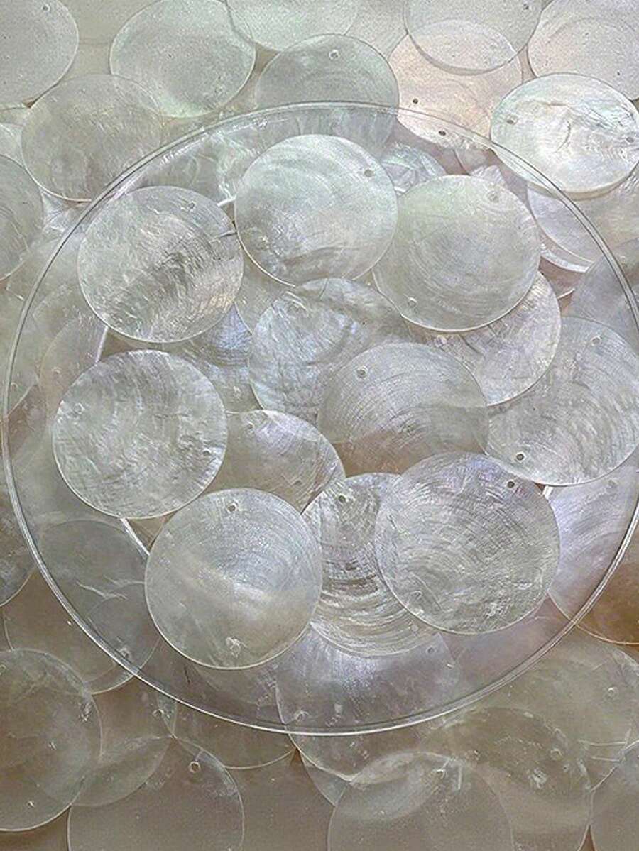 50/100pcs Natural Mica Shell Slices Set, Translucent Oval Shape, Suitable For DIY Wedding, Party Decoration, Room Decoration, Bedroom Decoration, Home Decor, Wall Decoration - Multicolor - View 1
