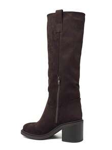 Mid-Calf Boots With A Slightly Pointed Toe And A Stable Block Heel-An Elegant And Comfortable Look. - Brown 2523A-1 - View 4