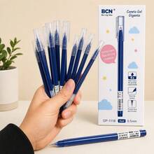 Kit 12 Canetas Gel Roller Ball Azul 0.5mm Ponta Fina Escrita Suave Alta Capacidade Escola/Escritório - A - Visão 9