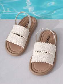 1 Paio di Sandali da Ragazza in Pizzo Beige Morbido con Cinturino Singolo, Suola Morbida Leggera Versatile per Spiaggia, Adatti per Casa, Vacanze, Shopping, Feste e Altro - Beige - Visualizzare 7