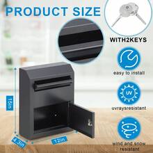 Weatherproof Locking Galvanized Steel Wall Mounted Mailbox, Rustproof Secure Storage Postbox For Home, Office, Garage And Garden - Wall-mounted - View 4