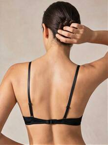 Veilyse Sujetador con aro y tirantes ajustables de color sólido, lencería para el verano - Negro - Ver 2