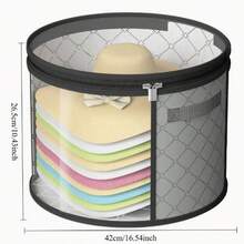 1 pièce Seau de rangement pour chapeau rond, sac de rangement pour chapeau transparent pliable avec fermeture éclair anti-poussière, portable unisexe, convient aux chapeaux à larges bords et aux chapeaux de cowboy, boîte de rangement pour chapeau, porte-chapeau, rangement de placard, boîte de rangement pour chapeau - Multicolore - Voir 8