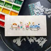 Happy Baby 兒童童年快樂騎單車狗兔金屬切割模具組，適用 DIY 剪貼簿、壓花模板、相簿卡片製作、手工禮品卡紙模切 - Metal Cutting Dies - 查看 4