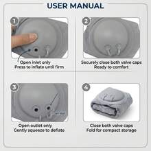Portable Inflatable Travel Neck Pillow, Push-Button Press-Type Compression Blow Up Air Cushion, Comfortable Head & Neck Support For Airplane, Car, Long Flights, Road Trips, Office Nap, Camping, Compact Lightweight Travel Accessories - A - View 4