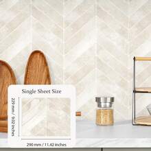 SUPSTICKER 1pc/10pcs Marble Herringbone 3D Gel PVC Wall Sticker, Self-Adhesive Waterproof Kitchen Bathroom Splash Guard, 3 Colors Available - 10Pcs - View 15