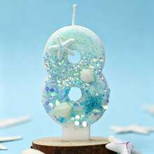 Vela de Número con Brillo Tema Oceánico Creativo (Pieza Única, Números Opcionales 0–9): Disponible en Estilos Azul o Rosa, Decorada con Estrellas de Mar, Conchas, Corona de Strass y Elementos de Sirena o Subacuáticos. Diseño sin Humo, Adecuado para Aniversario de Pareja, Fiesta de 18 Años de Niñas, Baby Shower y Celebración con Tema de Playa de Verano. - Ver 14