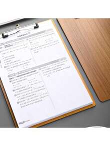 1件裝木製A4夾板寫字墊 辦公收納夾 塑膠夾式文件夾 適合學生使用 - A - 查看 2