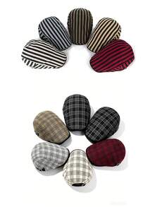 New Striped Plaid Fashion Baseball Cap Vintage Casual Unisex Forward Cap Beret Sun Hat - Stripes & Checks - View 1