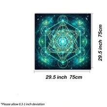 1pc Sacred Geometry Metatron Cube Printed Tarot Tablecloth Card Mat Furniture Protector Coffee Table Cover Mystical Design Party - Black - View 5