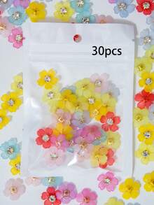 30-500件 14.5mm 多色五瓣洋紫荊花，半透明磨砂花瓣配金色底爪鑲鑽裝飾，樹脂洋紫荊花，適用於蝴蝶結、胸針、鈕扣、花卉頭飾、服飾配件、DIY手工藝 - 彩色紫荊花 - 查看 13