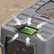 Fully Enclosed Stainless Steel Cat Litter Box, Extra Large, Anti-Splash, Odor-Control Cat Toilet With Raised Fence And Flip Lid, Cat Litter Mat Set, Deodorizing And Anti-Splash - Upgraded Version + Cat Litter Mat - View 3