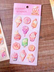 3D Shake Water Stickers Embossed Adorable Assorted Decals Mini Hamburger Cartoon 3D Stickers For Boys Girls Children Teens Students Laptop - Multicolor - View 4