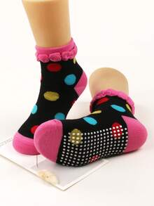 4 pares de calcetines antideslizantes con lunares de burbujas de colores aleatorios; calcetines de media caña de colores dopamina para niñas; calcetines infantiles cómodos y de alta elasticidad para el hogar, amigables con la piel; adecuados para niños de 1 a 8 años. - Multicolor - Ver 4