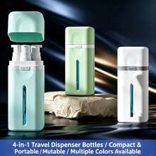 Garrafas Dispensadoras de Viagem 4 em 1 com Bomba para Cuidados de Pele, Loção, Champô, Gel de Banho e Perfume, Conjunto de Artigos de Toalete, Essencial de Viagem, Regresso às Aulas, Presente de Férias e Mais - Ver 1