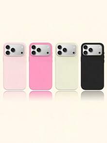 4pcs Large Hole Matte Solid Color Lens Protection Phone Case Set, Personalized Protective Shell Compatible With IPhone 16 Pro Max/17/16/15/14 Plus/13/12/11/Air - Multicolor - View 40