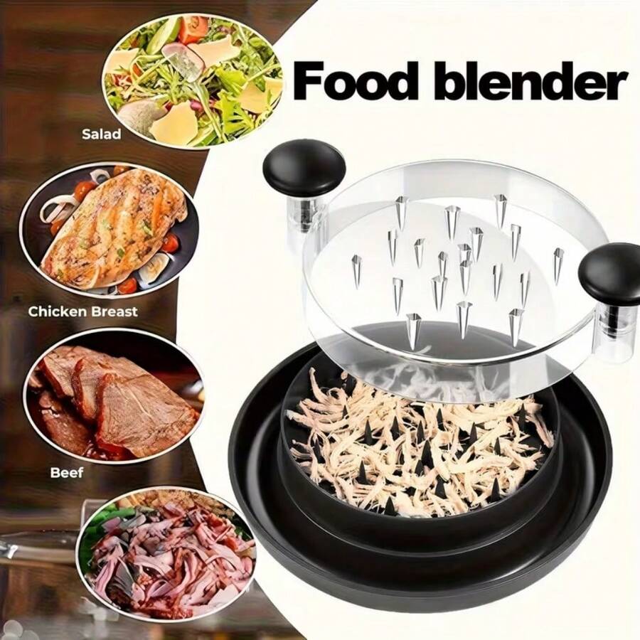 1pc Chicken Shredder, Perfect For Shredding Chicken, Cabbage, Beef And Vegetables, With Transparent Lid - Kitchen Gadget, Vegetable Chopper, Easy To Operate And Clean (Black) - Multicolor - View 1