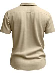 Men's 2-Piece Linen Casual Short Sleeve Button-Down Shirt And Shorts Summer Beach Set - Perfect Father's Day Gift For Dad, Husband, Him - Khaki - View 5