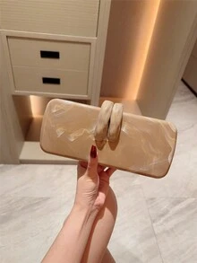 Moonlit Eve 包 1件 歐美風女款壓克力晚宴手拿包,方盒設計搭配兔牙扣環,適合派對、婚禮、情人節場合,隨機花色 - 杏色 - 查看 12