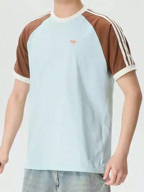 Adidas Clover 男士夏季新款運動短袖舒適透氣圓領T恤 - 薄荷綠/棕色 - 查看 1