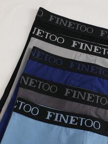 FINETOO 5件組男士字母腰帶長腿平口內褲，前開襟設計防磨損運動內褲 - 彩色 - 查看 7