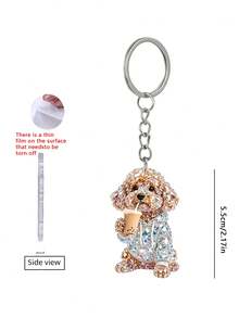 Llavero plano 2D con patrón de perro teddy marrón lindo bebiendo té con leche, llavero estético de taza de té con leche de mascota linda, adecuado para parejas, cumpleaños de dueños de perros, Día del Maestro, regreso a clases, regalos de apertura escolar, duradero y ligero, aplicable para llavero de coche, llavero de teléfono, decoración de llavero de mochila y billetera - A - Ver 10
