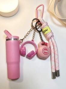 [Original Hecho a Mano] Llavero de Botella de Agua Mini de Alto Valor, Llavero/Accesorio de Muñeca de Cuerda Tejida, Accesorio de Auriculares 3D, Cadena Anti-Pérdida de Llaves de Coche, Decoración Delicada de Auriculares para Niñas - Multicolor - Ver 11