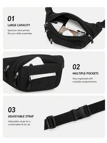 Unisex Waist Bag With Adjustable Shoulder Strap And Multiple Zipper Pockets, Suitable For Outdoor Sports, Commuting And Multi-Functional Travel, Available In Multiple Colors - Multicolor - View 7