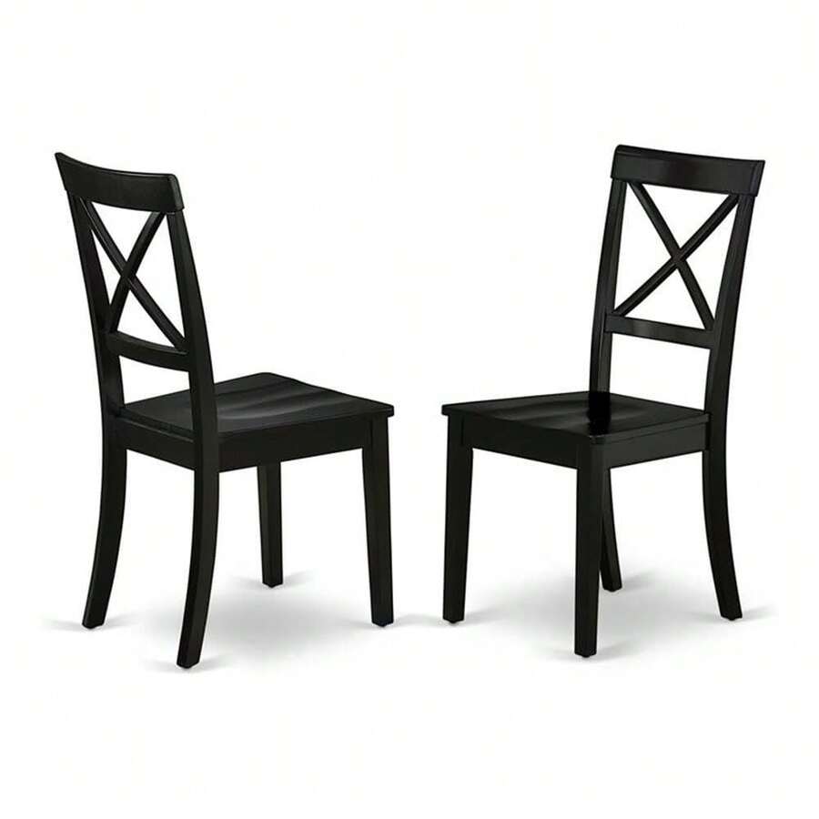 BOCBLKW Boston Dining Room Chairs Cross Back Solid Wood Seat Chairs, Set Of 2, Black - Multicolor1 - View 1