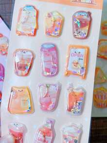 3D Shake Water Stickers Embossed Adorable Assorted Decals Mini Hamburger Cartoon 3D Stickers For Boys Girls Children Teens Students Laptop - Multicolor - View 6