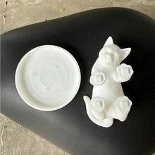 1件多功能貓咪裝飾圓盤，貓奴收藏好物，適合作為居家、辦公室、梳妝台與床頭櫃的珠寶收納盤，百搭梳妝台配件，可愛寵物主題家居裝飾 - 彩色 - 查看 5