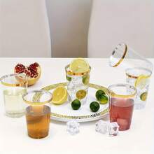 20pcs Gold Cups, 6.76oz Clear Cups With Gold Rim, Gold Coffee Cups, Beer Cups, Party Cups, Premium Gold Rim Cups, Perfect For Weddings And Parties - Gold - View 6