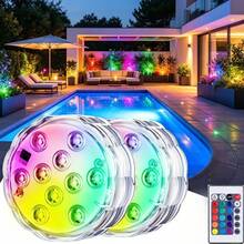 Luz LED RGB a prueba de agua que cambia de color, adecuada para piscina, acuario, estanque, fuente y decoración de bodas - Fácil instalación, carcasa de plástico resistente, iluminación subacuática - multicolor - Ver 10