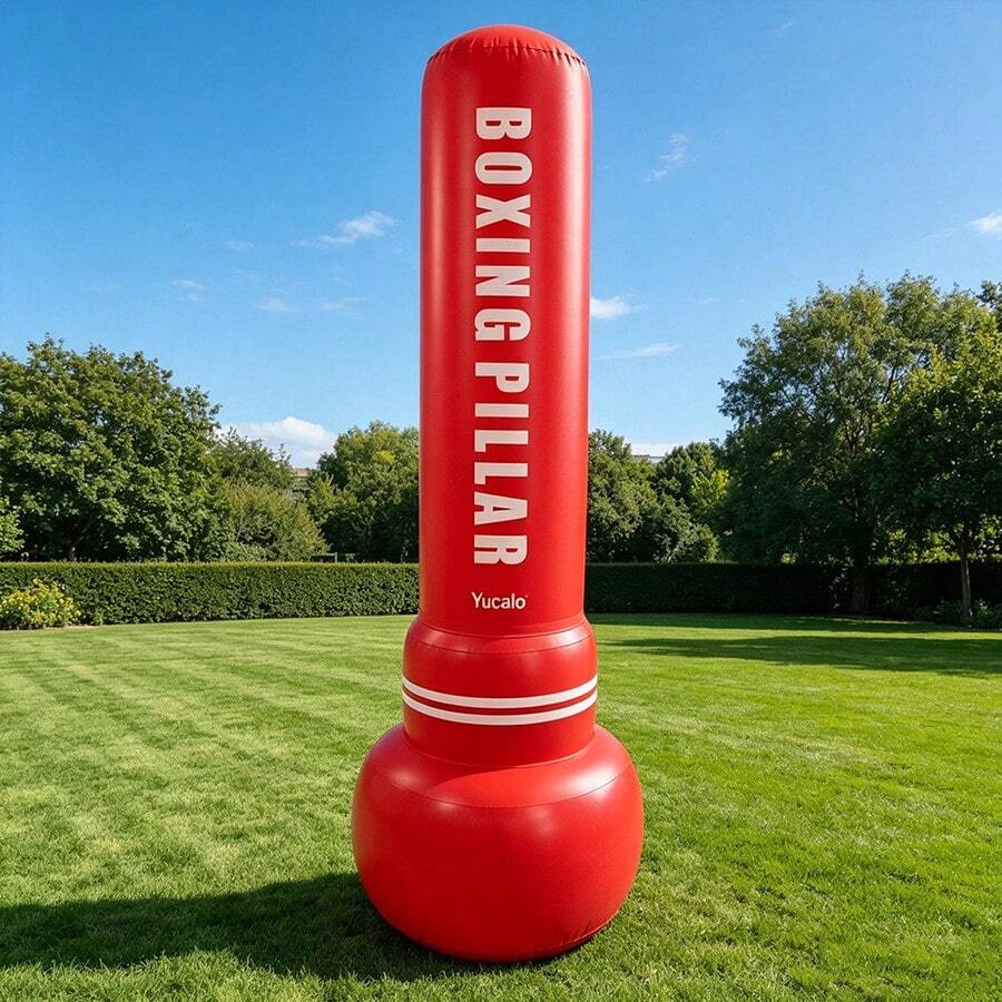 1PC Red Thickened Inflatable Boxing Punching Bag Tumbler, Home Stress Relief Venting Sandbag, Red Inflatable Boxing Tumbler With Water-Fillable Weighted Base, Indoor/Outdoor Stress Relief - Red - View 1