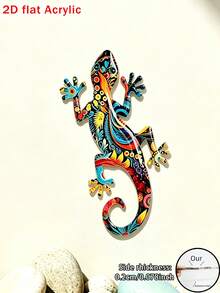2D Flat 1pc Vibrant Acrylic Gecko Wall Decor, Home Decoration Artwork, Indoor And Outdoor Hanging Decoration, Suitable For Garden, Fence And Porch Decoration, Birthday Party Decoration, Outdoor Garden Decor Wall Sticker, Party Decoration Gift - Gecko Wall Stickers - View 8
