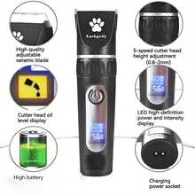 Classic Ceramic Blade Electric Pet Hair Clipper, High Speed High Power Low Noise Anti-Clogging With LCD Display, Grooming Kit For Dogs, Cats, Sheep, Horses And Other Pets - View 4