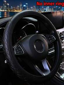 1件裝汽車PU皮革鑽石壓紋3D防滑方向盤套 14.5-15英吋，通用多款車型 - 棱形方向盤套 - 查看 9