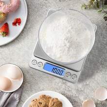 3kg/0.1g Food Scale Precise Grams Kitchen Baking Scale Portable Stainless Steel Surface Easy To Clean Mother's Day Gift - 銀色 - 查看 4