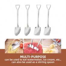 10pcs Stainless Steel Dessert Spoon Set, Elegant Scoop-Shaped Teaspoons, Suitable For Coffee, Ice Cream, Fruit, Pudding, Yogurt, Dessert Cakes, Creative Watermelon Spoon, Reusable, Suitable For Home Kitchen, Restaurant, Party Dining, Holiday, Kitchen Cutlery - View 9
