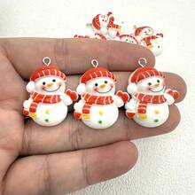 6件裝樹脂聖誕雪人吊墜，適合DIY珠寶製作，完美用於耳環、項鍊、包包 - 聖誕節雪人吊墜 - 查看 7