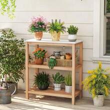 3-Tier Garden Potting Bench Table With Marble-Like Countertop-XY869531 - FXCA9IROIWJEX0 - View 2