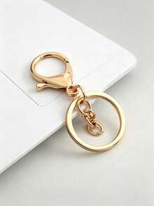 50Metal Lobster Clasp Keychains, Four-Section Chain/Figure-8 Chain Keychain Pendants, DIY Alloy Key Ring Jewelry Accessories,Keychain Accessories. - Gold + Silver - View 5