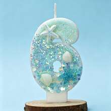 Vela de Número con Brillo Tema Oceánico Creativo (Pieza Única, Números Opcionales 0–9): Disponible en Estilos Azul o Rosa, Decorada con Estrellas de Mar, Conchas, Corona de Strass y Elementos de Sirena o Subacuáticos. Diseño sin Humo, Adecuado para Aniversario de Pareja, Fiesta de 18 Años de Niñas, Baby Shower y Celebración con Tema de Playa de Verano. - Ver 22