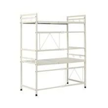 Microwave Shelf,3 Tier Extendable Microwave Oven Rack Shelf With 8 Hanging Hooks Microwave Stand With Storage For Kitchen Counter Organiser 39-65cm Microwave Stand - Default - View 6