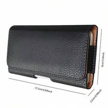 Black Litchi Textured Horizontal Flip Cover Belt Waist Phone Pouch Waist Bag For Men - Black - View 10