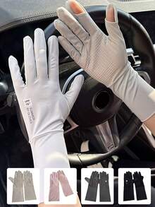 1 Pair UPF50+ Ice Silk Sun Protection Gloves For Women, Summer UV Protection, Anti-Slip, Extended Wrist, Thin Design For Driving And Cycling - A - View 12