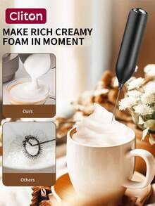 CLITON Dream Gift! Battery-Operated Milk Frother - The Perfect Choice For Coffee, Latte, And Hot Chocolate. Available In 3 Styles (Single Head/Classic/Stainless Steel) And 6 Colors. An Ideal Gift For Christmas, Valentine's Day, Easter, Housewarming, And More! - Multicolor - View 8