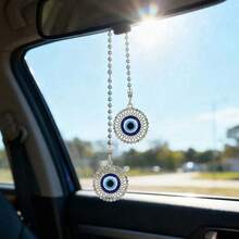 Car Interior Pendant, Fully Rhinestone-Studded Hollow Evil Eye, Can Decorate Car Rearview Mirror, Car Interior Pendant - Evil Eye - View 9