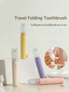 Mini Portable Folding Toothbrush Case Set - Built-In Toothpaste Storage Compartment, 2-In-1 Multifunctional Design, Multiple Colors Available. Essential For Business Travel, Suitable For Hotel Stays And Various Trips - Multicolor - View 1