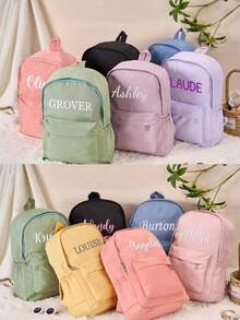 Customized Name Backpack - Personalized Travel Backpack, Customizable Name, Lightweight Daily Bag, Customizable Text, Customized Name Backpack, Personalized Travel Bag, Embroidered Backpack Gift, Lightweight Daily Bag, Customized Text Backpack - Multicolor - View 2